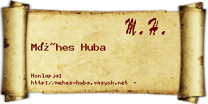 Méhes Huba névjegykártya
